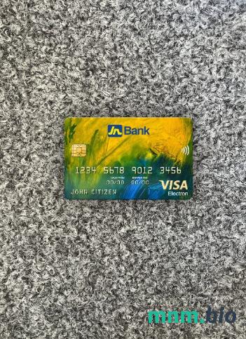 Jamaica National bank visa karta elektronowa wygląd fotograficzny skan PSD + zdjęcie